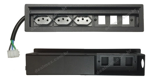 Imagem 3 de 7 de Caixa De Tomada Aço 1008 3 Tomadas + Rede, Hdmi, Usb 2100ma