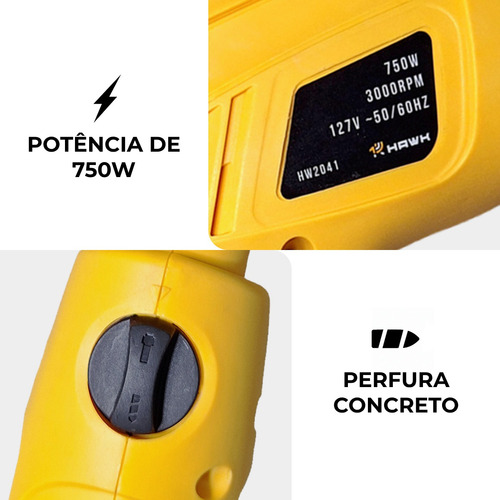 Furadeira Impacto 750w Para Concreto E Parede Mandril Aperto Rápido