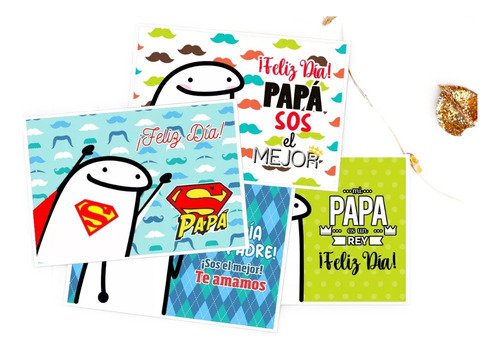 Kit Imprimible Flork Dia Del Padre Tarjetas Tags #4