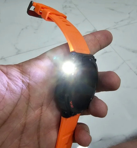 Smartwatch Lepom H17 Redondo Lanterna Real, Bússola, Ligação Caixa Preto Pulseira Preto Bisel Preto Desenho Da Pulseira Tático
