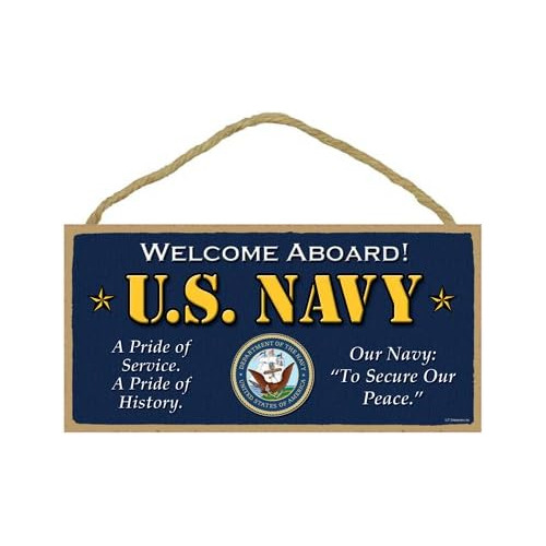 Placa De Madera De 5  X 10  U.s. Navy Welcome Aboard - ...