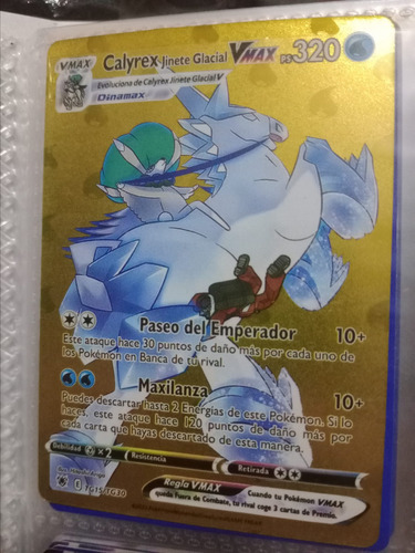 Proxy/repli Carta Pokemon Brillante Dorada Calyrex Gla Vmax