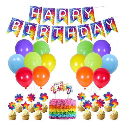 Kit Decoracion Globos Tupper Feliz Cumpleaños Fiestas Happy