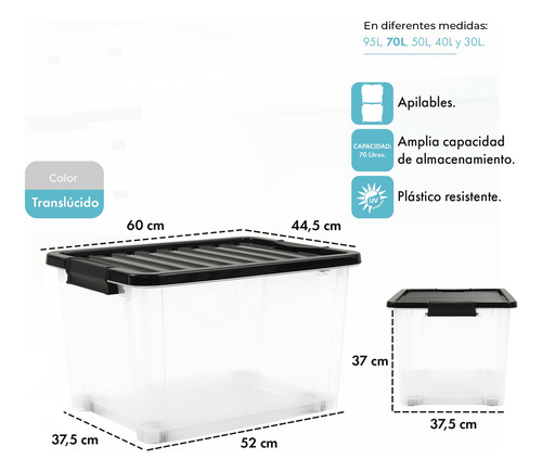Combo 6 Organizadores Life Box De Plástico Garden Life 70l