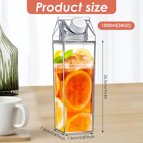 2 Botellas De Agua De Cartón De Leche, Reutilizables,