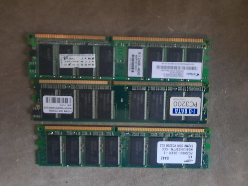 Memória Ddr400 512 Mb , Kit Com 3 Conforme Foto (Usado)