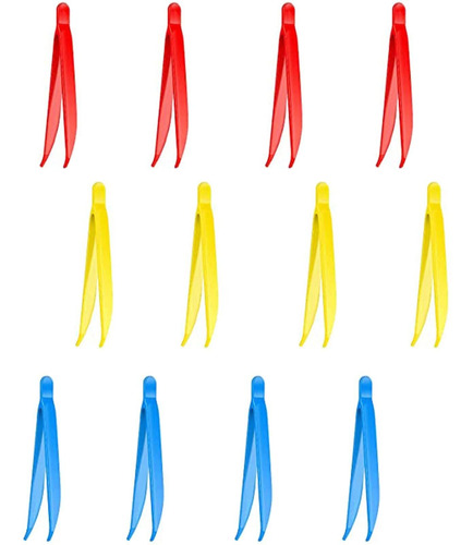 12 Pinza Plastico Para Niño Herramienta Observacion Amarillo