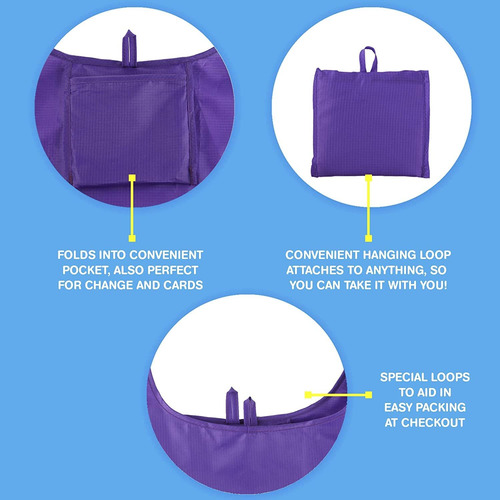 Imagen 4 de 4 de Bolsas De Comestibles Reutilizables Plegables En Bolsa Adju