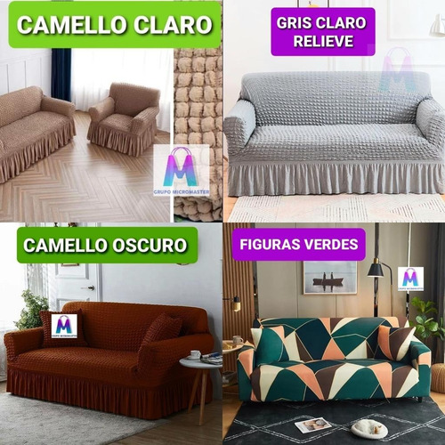 Imagen 2 de 10 de Forro De Sofa Spandex Alicrado Set De 3 Piezas