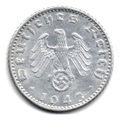 Alemania Tercer Reich 50 Reichspfennig 1943 G Aluminio