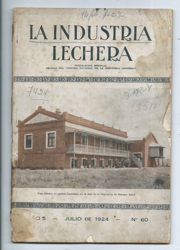 La Industria Lechera Nº 60 Julio 1924 Publicación Mensual 