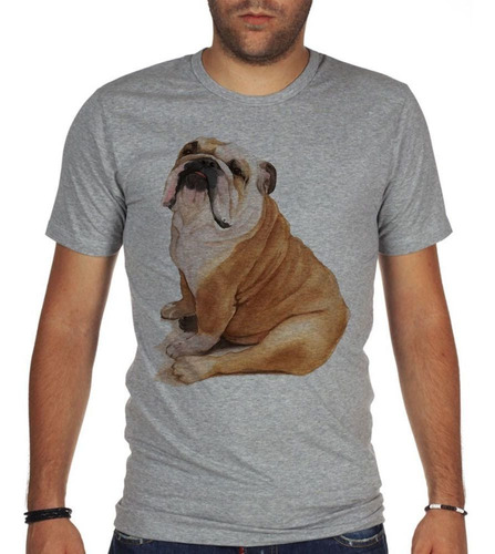 Remera De Hombre Bulldog Ingles Sentado Art