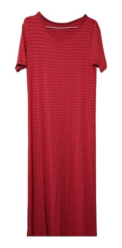 Ofertavestido Maxi Nuevo Rojo Con Finas Rayas Negras Modal .