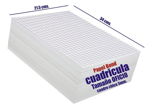 Papel Bond Cuadricula 5mm. Oficio 500 Hjs. Rotafolio 58 Grs.