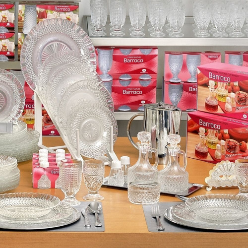 Set X6 Platos Playos 24cm Vidrio Barroco Wheaton Comida