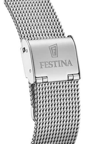 Reloj Festina F20712.2 Mujer Analógico Mademoiselle Malla Plateado Bisel Plateado Fondo Azul