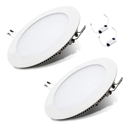 2 Plafon Led Redondo 18w Panel Embutir Base Luz Fria Calida