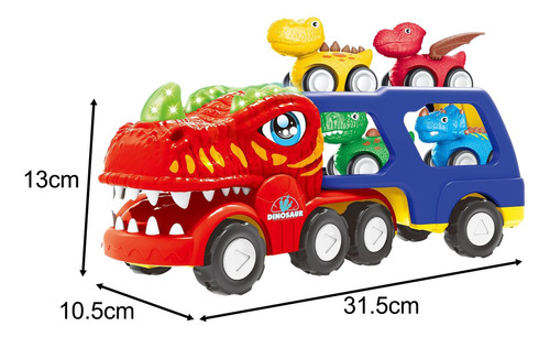 Juguete De Camión De Dinosaurio Con Luz T Rex Con 4 Coches