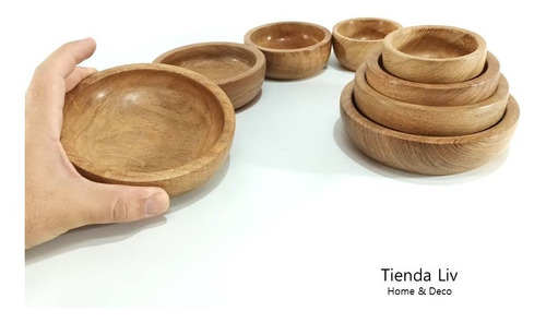 Imagen 4 de 8 de Cazuelas Cuenco De Madera Dip O Velas Pack X 4 Medidas 8u