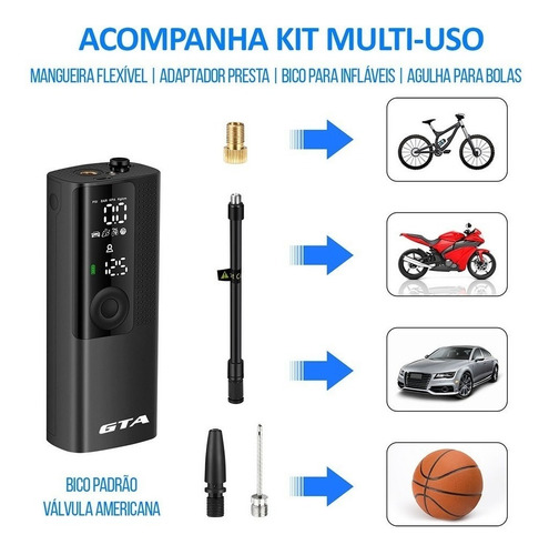 Imagem 4 de 7 de Bomba De Ar Portátil Elétrica Gta Mini Compressor Mi Xiaomi