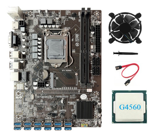 Placa Madre Btc Mining B250c, Cpu G4560, Cable Y Ventilador