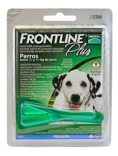 Pipeta Antipulgas Frontline Plus Perros 20 A 40 Kg