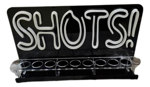 Porta Shots De Acrílico Para 9 Shots Luz Neon Led 40cm Msi