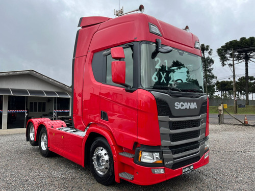 Scania R 450 Vermelho 6x2 Teto Alto 2020/2021 Freio Retarder