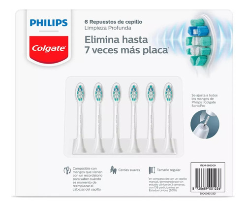 Repuestos De Cepillo Philips Sonic Pro Elimina Placa, Suave