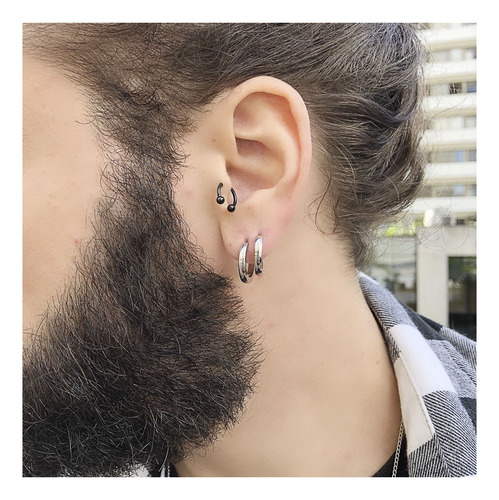 Piercing Masculino Ferradura Aço Inox Presente Pai Moderno