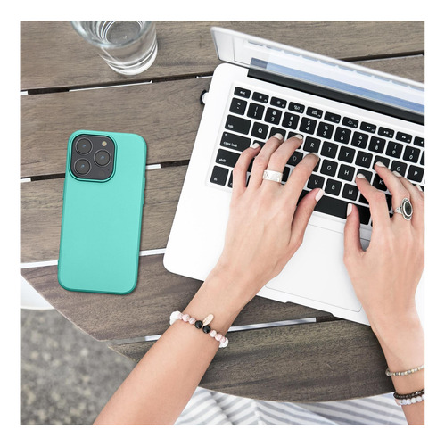 Kwmobile Funda Compatible Con Iphone 14 Pro Funda De Tpu Y Turquesa Metálico.