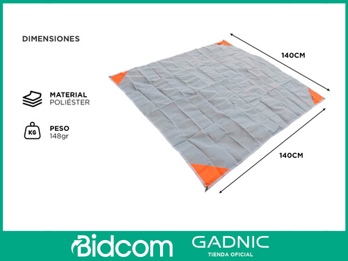 Lona Playera Gadnic Plegable Impermeable Liviana 140x140 Cm