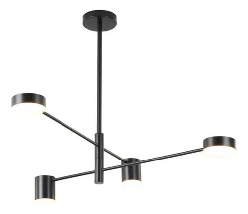 Lampara Nórdica Modelo Thyra Negro 4 Luces Led 