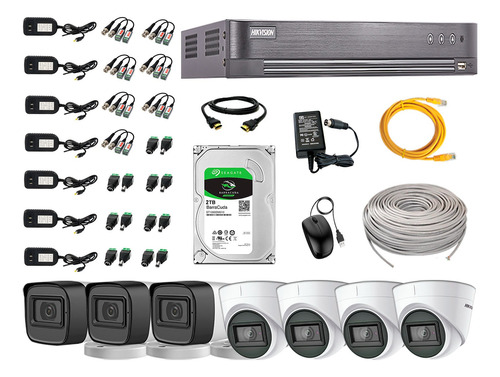 Cámaras Seguridad Kit 7 Hikvision 5mp + Disco 2tb Completo