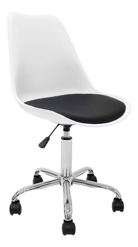 Silla Oficina Escritorio Pc Tulip Newmo Color Blanco Asiento Negro