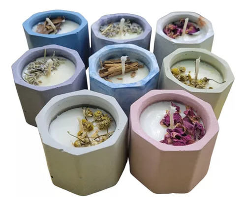 Maceta De Yeso Octogonal Souvenirs Velas Decoración Cactus Blanco 6 Unidades