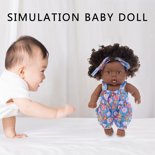 Navidad Muñeca Reborn Black Con Pelo Rizado, Vinilo Realista