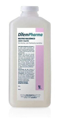 Jabon Neutro Balsamico Difem Sin Aroma/ Pantenol/lanolina 1l