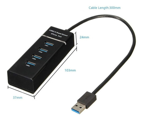 Imagen 8 de 10 de Adaptador Hub Usb 3.0 Pc Laptop De 4 Puertos Alta Velocidad