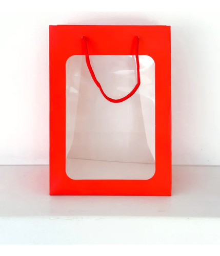 12 Bolsas De Regalo Con Ventana Transparente Varios Colores