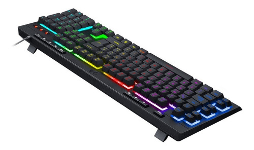 Teclado gamer Redragon Shiva K512 RGB QWERTY español latinoamérica color negro con luz RGB
