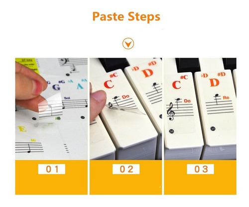 Imagen 4 de 6 de Pegatinas Para Teclado De Piano Transparente, Pegatina