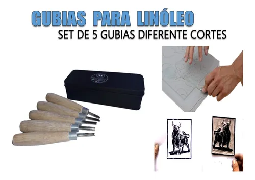 Set De Gubias Para Linoleo Y Goma- 5 Puntas