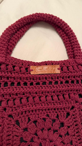 Bolso Artesanal Bolsa Cartera De Hombro Tejido Al Crochet Bordó