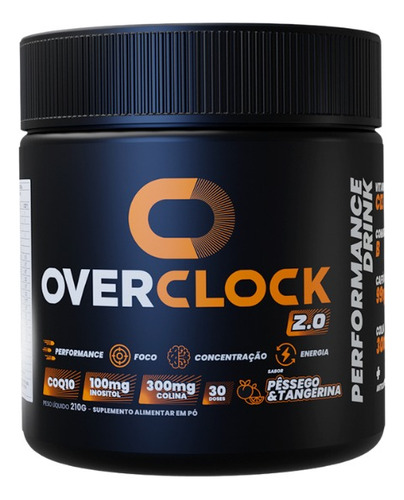 Overclock 2.0 Energia Gamer Sabor Pêssego Com Tangerina Melhora Do Foco E Atenção Aumento De Energia