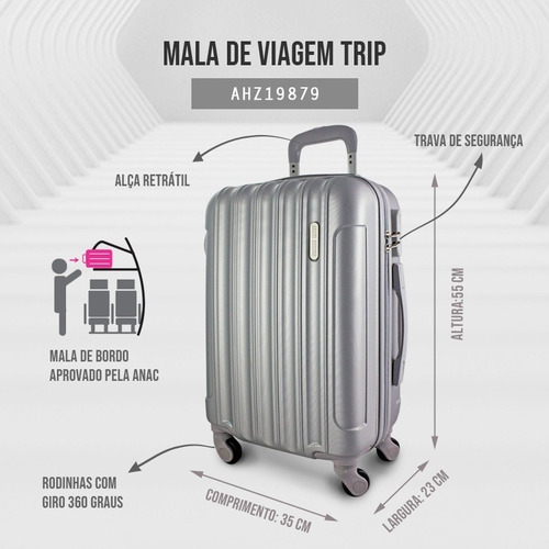 Imagem 3 de 9 de Mala Viagem Trip Aprovada P/ Bordo + Frasqueira Jacki Design