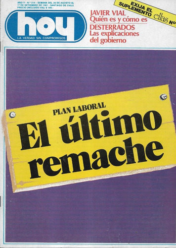 Revista Hoy N° 214 / 1-09-81 / Los Jaivas Su Tierra Y Cosmos (Usado)