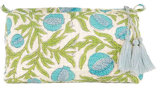 Block Print Designer Toiletry Bag & Makeup Case - Boho Flora