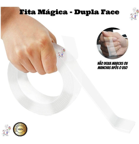 Super Fita Mágica Nano Adesiva Dupla Face Cola Quadro Tapete