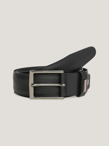 Cinturón Negro Th Business Texturizado Hombre Tommy Hilfiger Talla 100